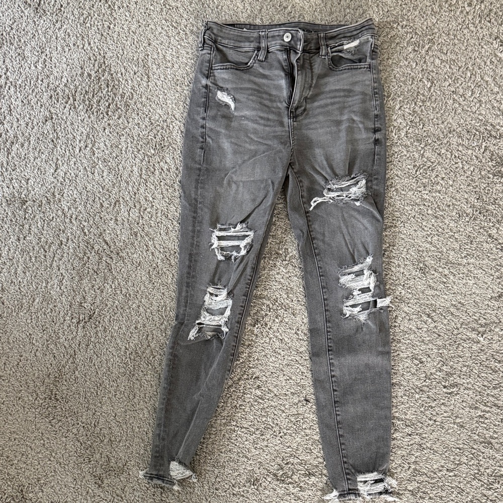 American Eagle Outfitters Ripped Gray Skinny Jeans